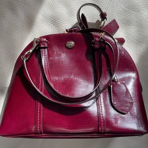 COACH Rich merlot satchel/crossbody in smooth leather 13" x 10", 2-way top zip.